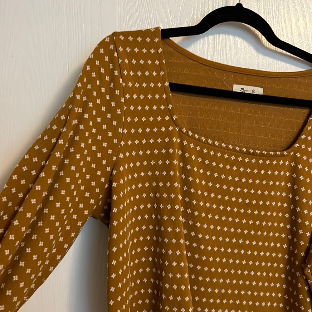 Madewell floral jacquard square neck top size XL
